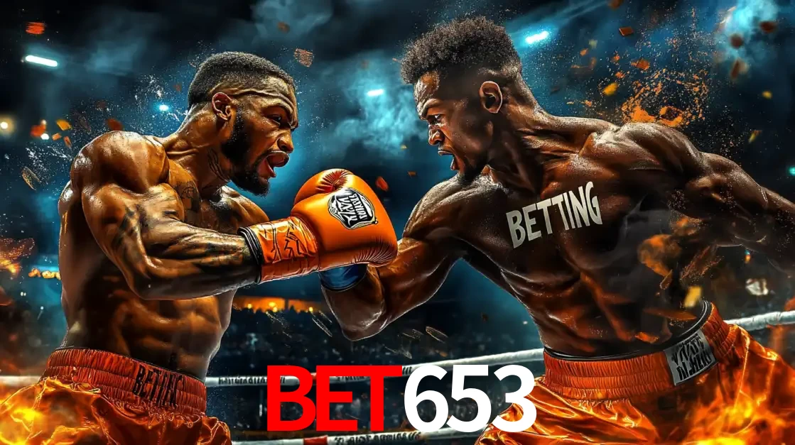 Dois boxeadores em uma luta intensa e explosiva, representando a adrenalina e as oportunidades de apostas em esportes de combate disponíveis na plataforma bet653.